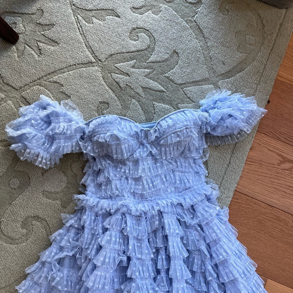 Blue Ruffle Maxi Dress - Picture 6 of 10